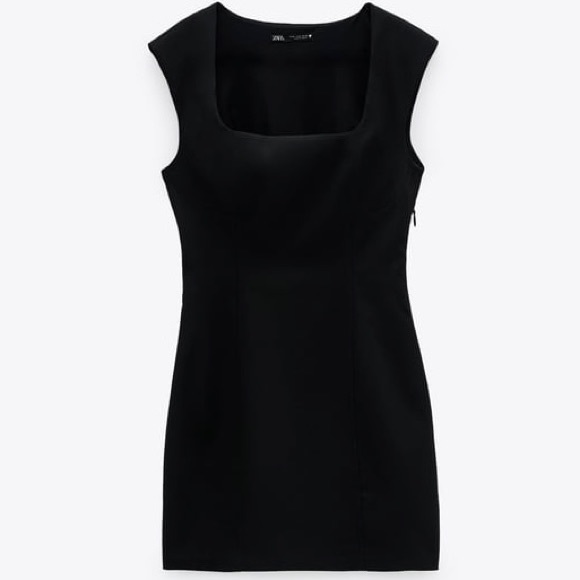 NWT Zara TRF black fitted mini dress - Picture 3 of 14